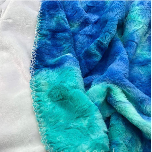 50x60 Fur back blanket- ocean blue